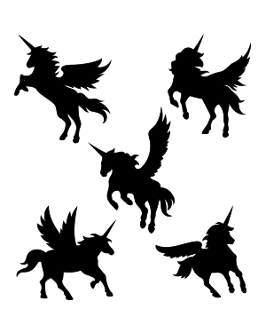 Unicorn With Wings Silhouette Clip Art