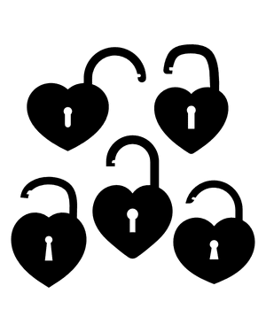 Unlocked Heart Padlock Silhouette Clip Art