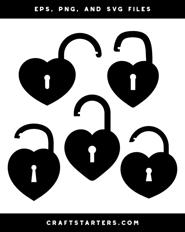 Unlocked Heart Padlock Silhouette Clip Art