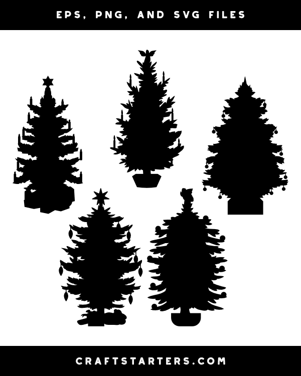 Victorian Christmas Tree Silhouette Clip Art