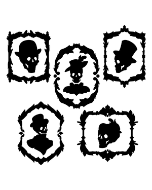 Victorian Skull in Frame Silhouette Clip Art