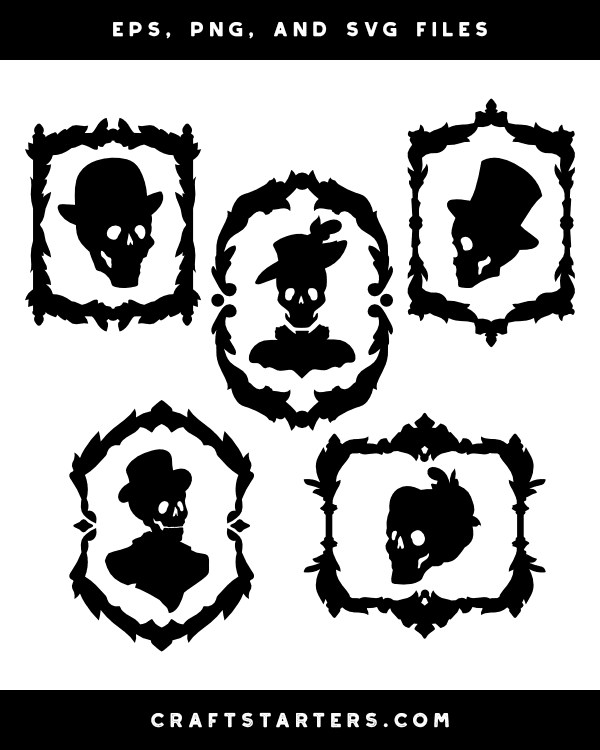 Victorian Skull in Frame Silhouette Clip Art