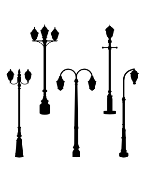 Victorian Street Lamp Silhouette Clip Art