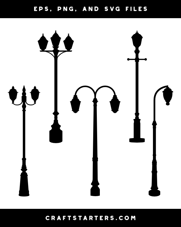 Victorian Street Lamp Silhouette Clip Art
