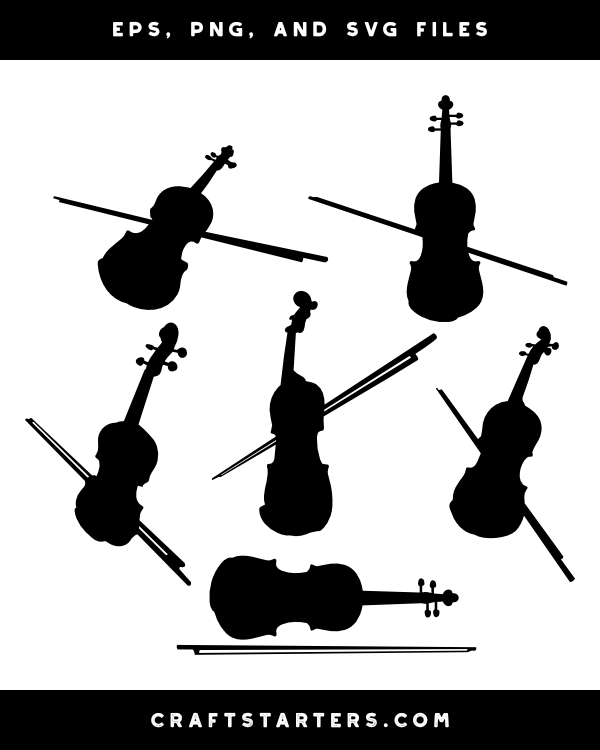 Violin and Bow Silhouette Clip Art