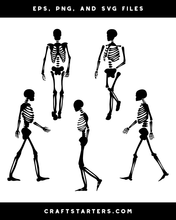 Walking Skeleton Silhouette Clip Art