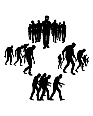 Walking Zombie Horde Silhouette Clip Art