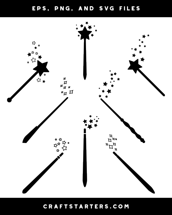 Wand And Stars Silhouette Clip Art