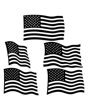 Waving American Flag Silhouette Clip Art