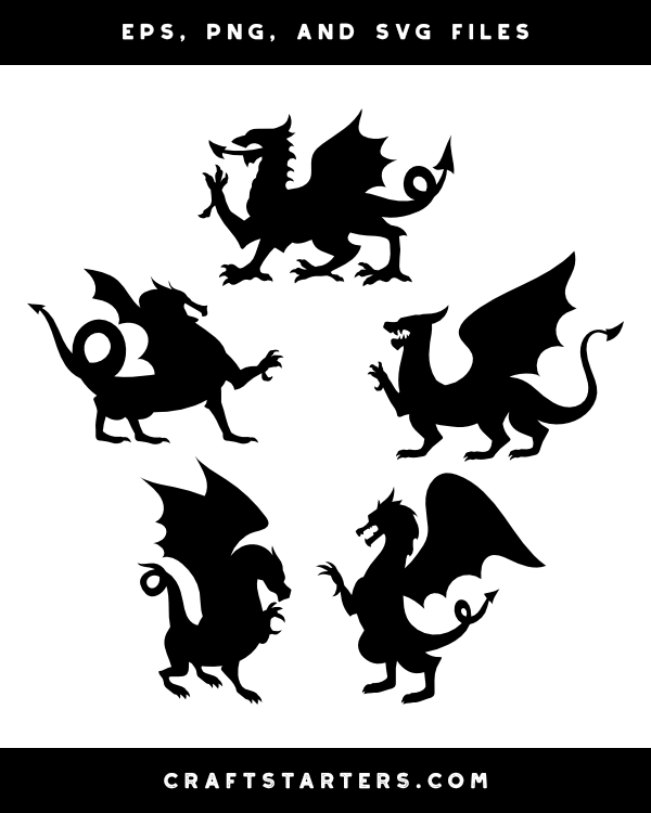 Welsh Dragon Silhouette Clip Art