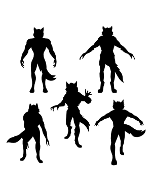 Werewolf Front View Silhouette Clip Art
