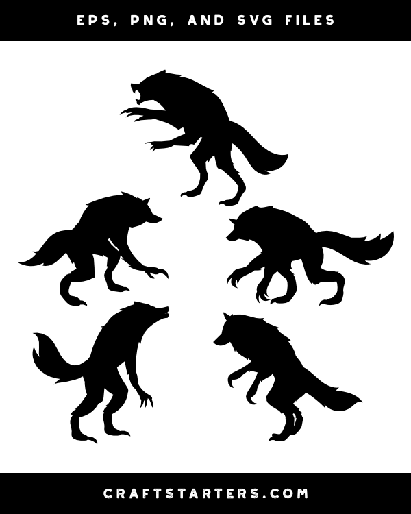 Werewolf Side View Silhouette Clip Art