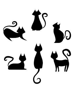 Whimsical Cat Silhouette Clip Art