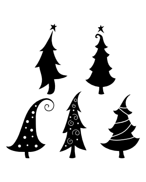 Whimsical Christmas Tree Silhouette Clip Art