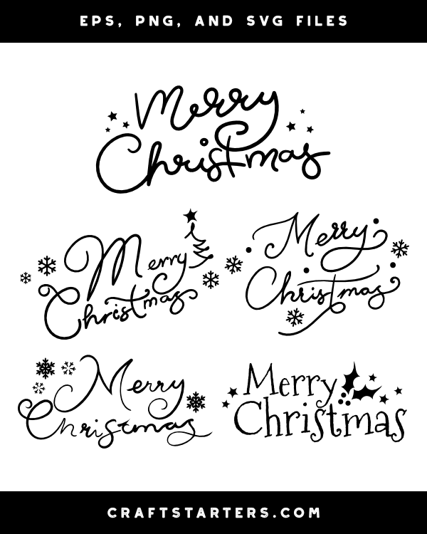 Whimsical Merry Christmas Silhouette Clip Art