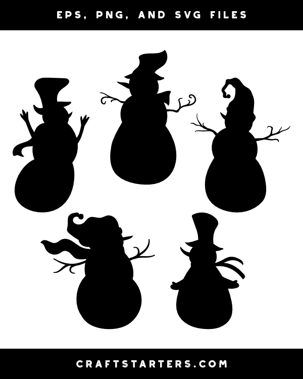 Whimsical Snowman Silhouette Clip Art