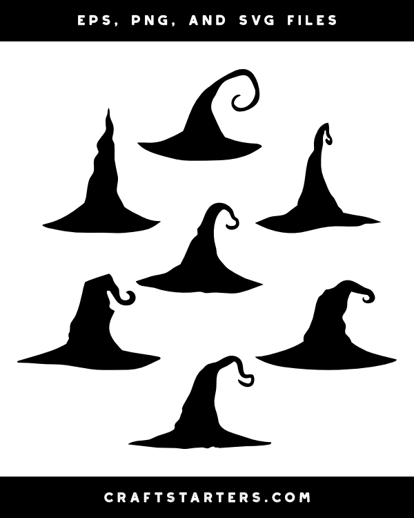 Whimsical Witch Hat Silhouette Clip Art