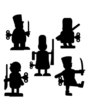 Windup Toy Soldier Silhouette Clip Art