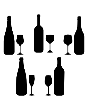 Wine Bottle and Glass Silhouette Clip Art