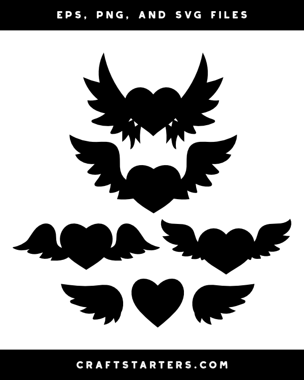 Winged Heart Silhouette Clip Art