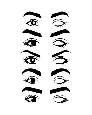 Winking Female Eyes Silhouette Clip Art