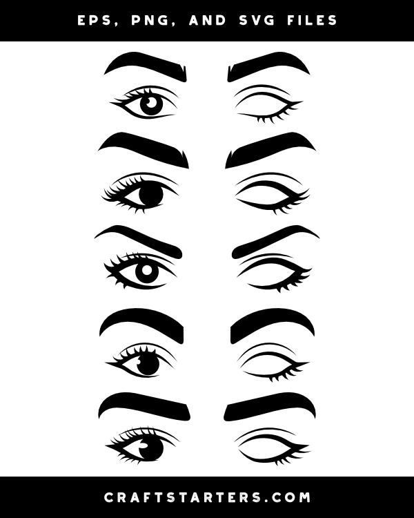 Winking Female Eyes Silhouette Clip Art