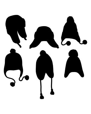Winter Hat with Ear Flaps Silhouette Clip Art