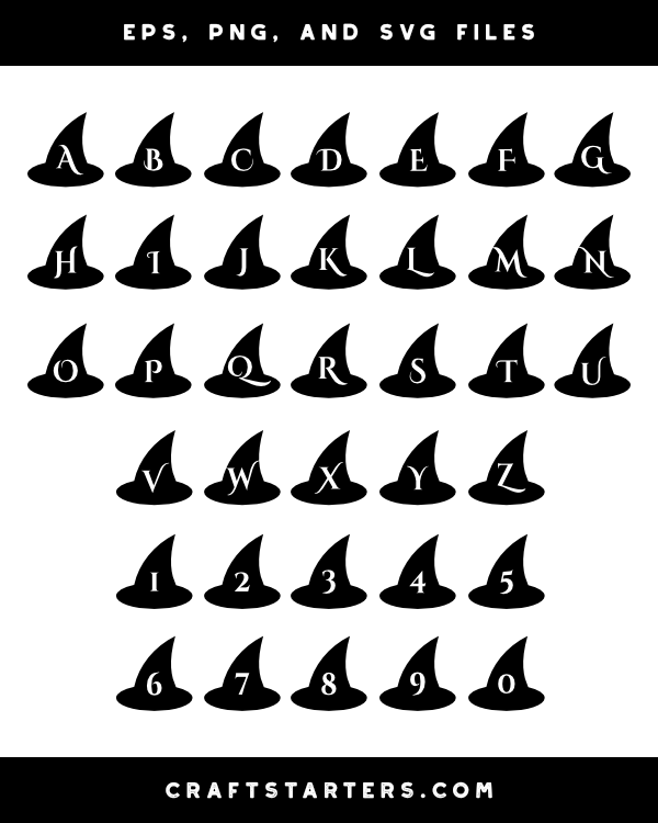 Witch Hat Letter and Number Silhouette Clip Art
