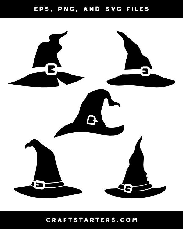 Witch Hat with Buckle Silhouette Clip Art