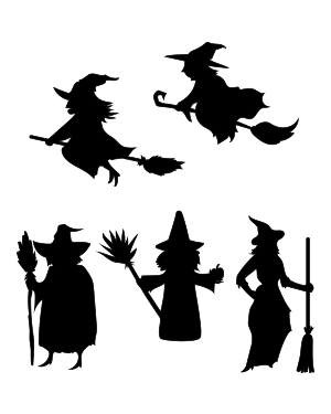 Witch With Broom Silhouette Clip Art