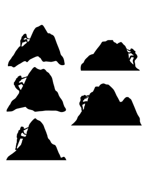 Woman Climbing Mountain Silhouette Clip Art