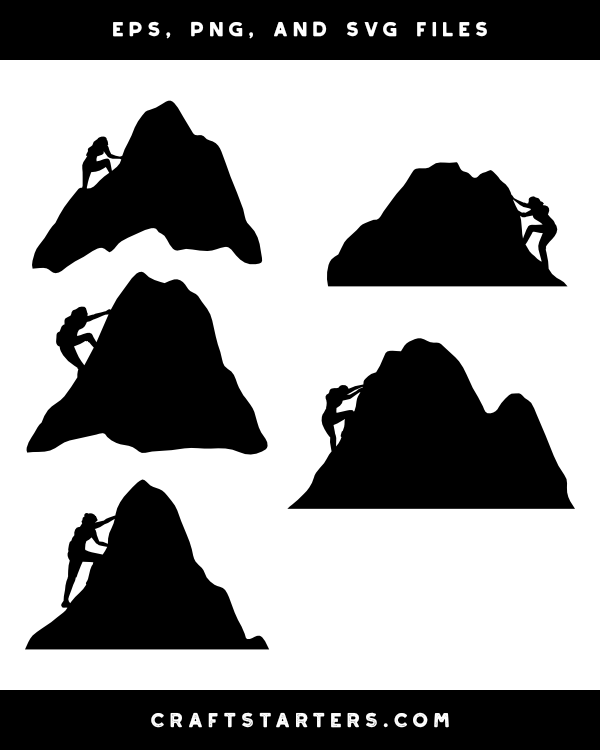 Woman Climbing Mountain Silhouette Clip Art