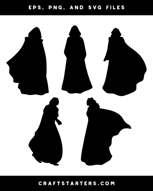 Woman in Cloak Silhouette Clip Art