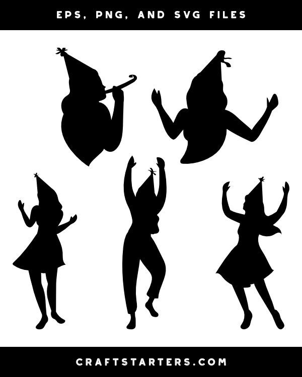 Woman In Party Hat Silhouette Clip Art