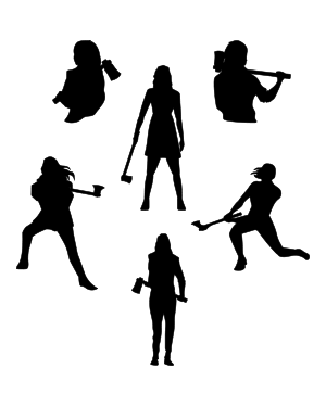 Woman With Axe Silhouette Clip Art