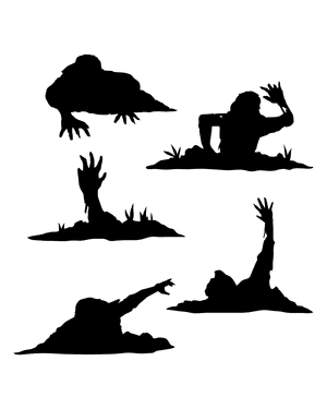 Zombie Coming Out of Ground Silhouette Clip Art