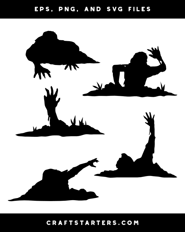 Zombie Coming Out of Ground Silhouette Clip Art