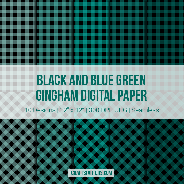 Black And Blue Green Gingham Digital Paper