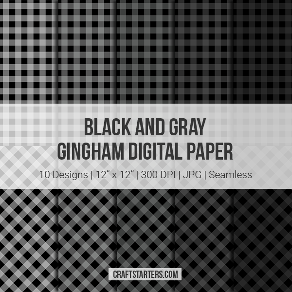 Black And Gray Gingham Digital Paper