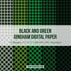 Black And Green Gingham Digital Paper