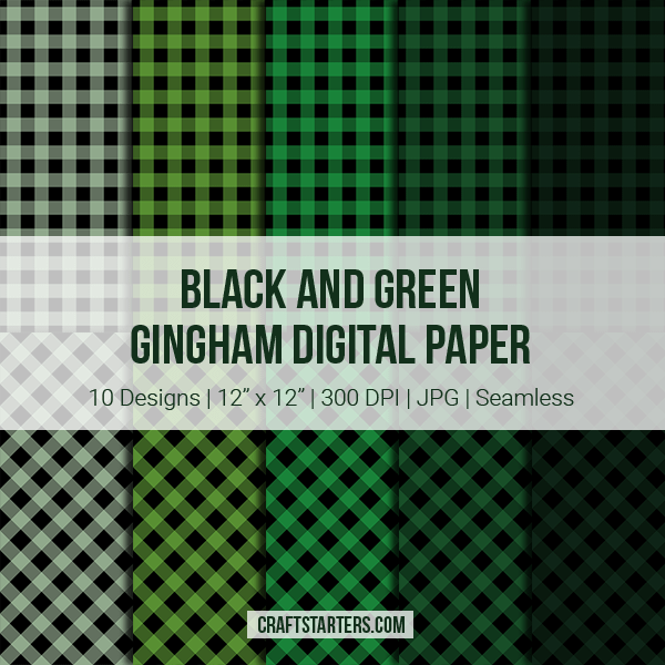Black And Green Gingham Digital Paper