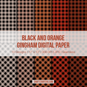 Black And Orange Gingham Digital Paper