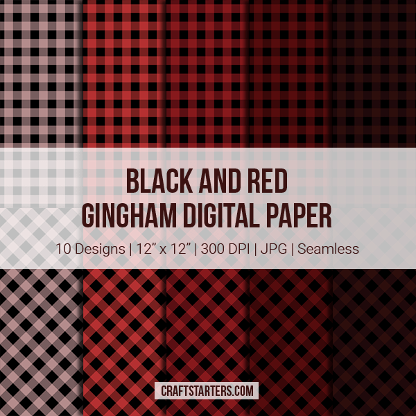 Black And Red Gingham Digital Paper