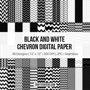 Black and White Chevron Digital Paper