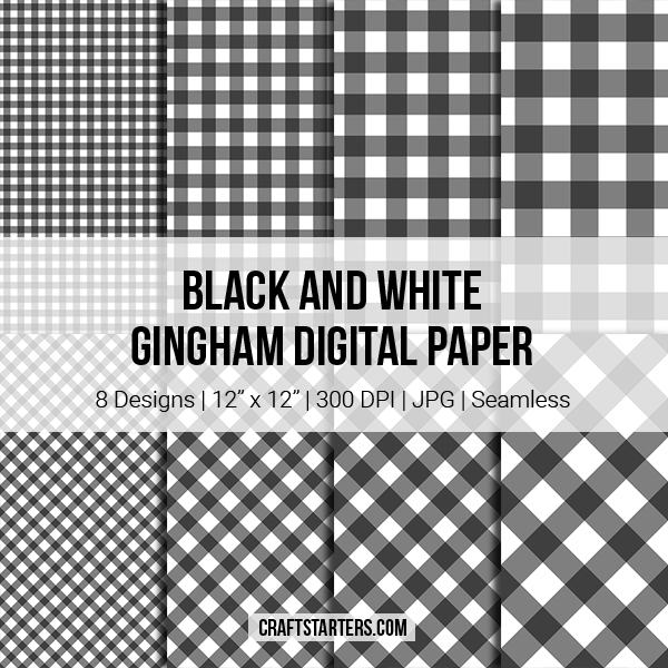 Black And White Gingham Digital Paper