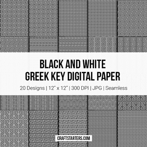 Black And White Greek Key Digital Paper