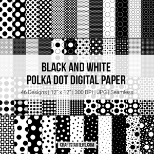 Black and White Polka Dot Digital Paper