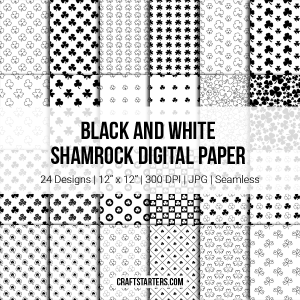 Black And White Shamrock Digital Paper