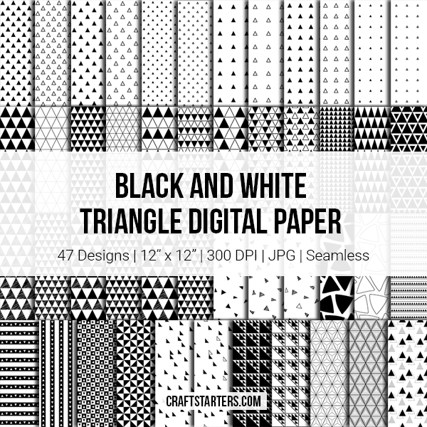 Black and White Triangle Digital Paper