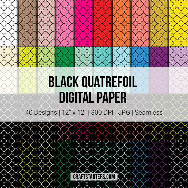 Black Quatrefoil Digital Paper